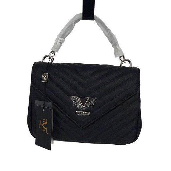 V 1969 by Versace Womens Marina Detachable Strap Shoulder Handbag Black OS NWT - Picture 3 of 10